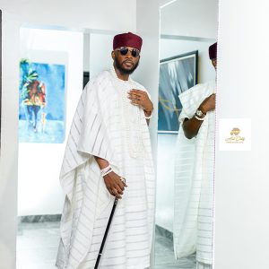 Transparent Stripe Groom Agbada Style SA3